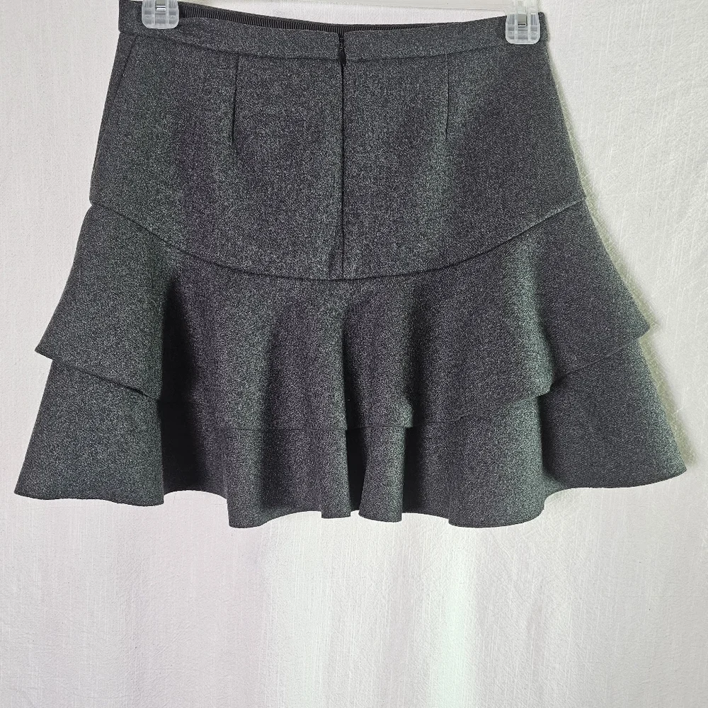 J Crew Womens Tiered Ruffle Mini Skirt Sz 2 Wool Blend Double Layered Lined